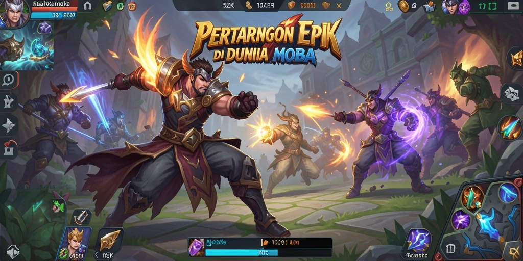 Tampilan gameplay seru dalam 5ZK di arena MOBA.