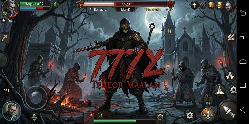 Gameplay mencekam dalam suasana gelap dan misterius.