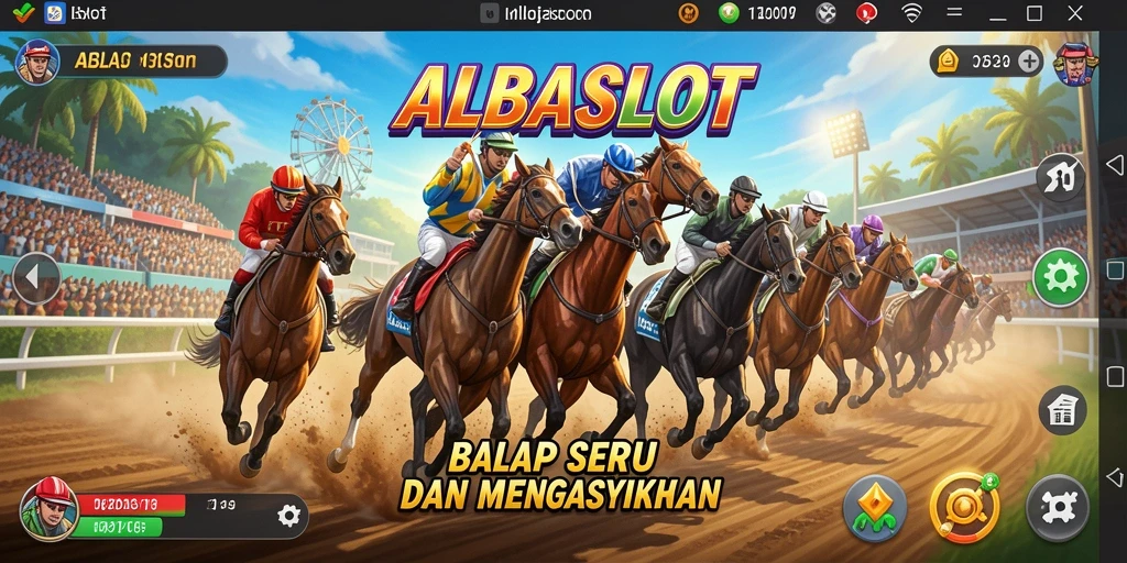 Tangkapan layar ALBASLOT menampilkan aksi balap yang mendebarkan.