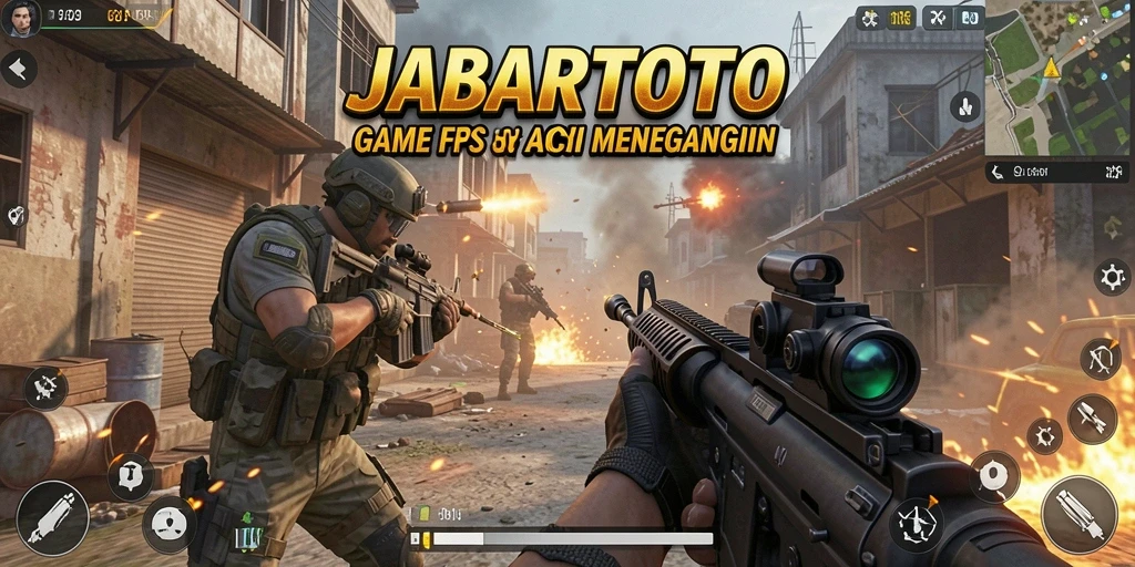 Screenshot JABARTOTO menampilkan pertempuran FPS yang intens dan grafis menakjubkan.