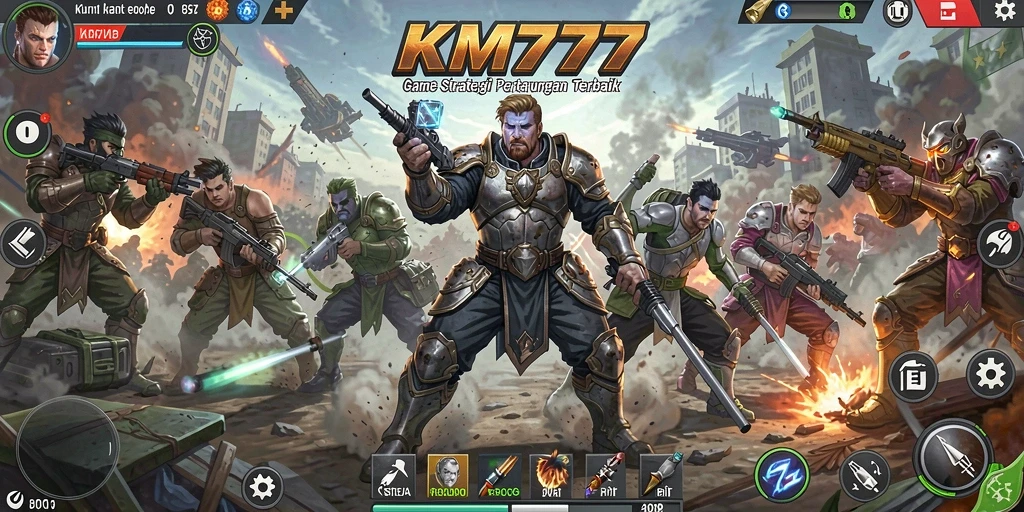Tampilan gameplay KM777 yang menampilkan strategi seru dan pertempuran.