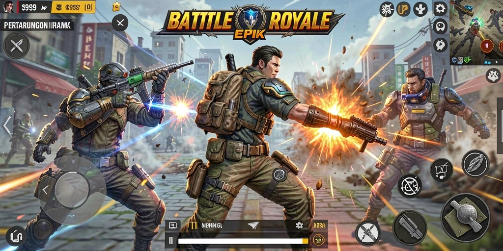 Gameplay S9S9 yang intens dalam pertarungan Battle Royale.