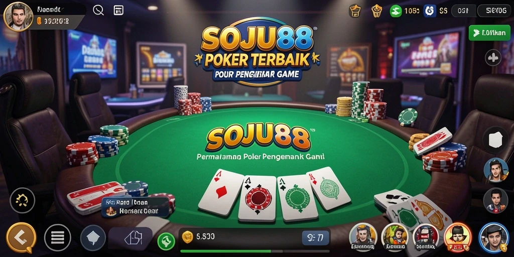 Tampilan gameplay seru di SOJU88, menyajikan pengalaman poker yang mendebarkan.