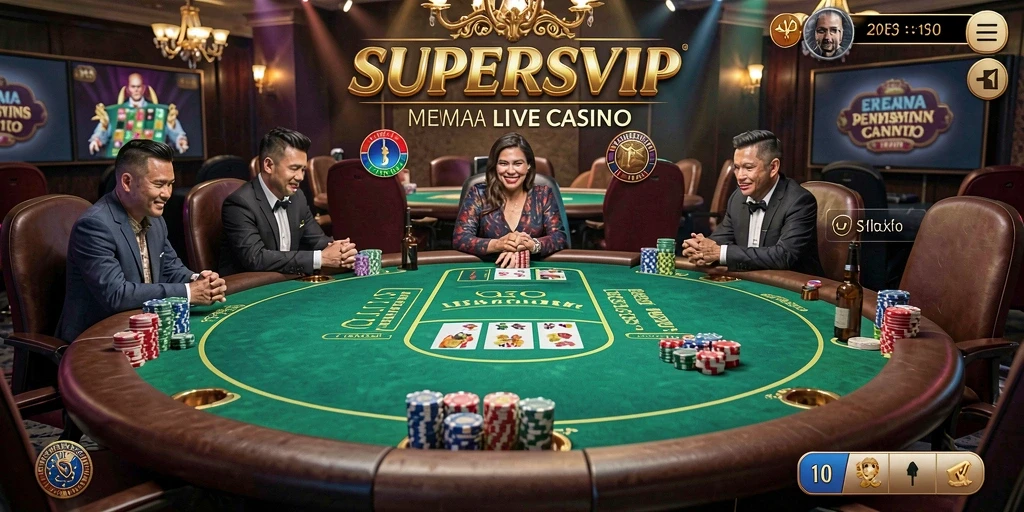 Tampilan menarik dari gameplay Live Casino SUPERSVIP yang mengesankan.