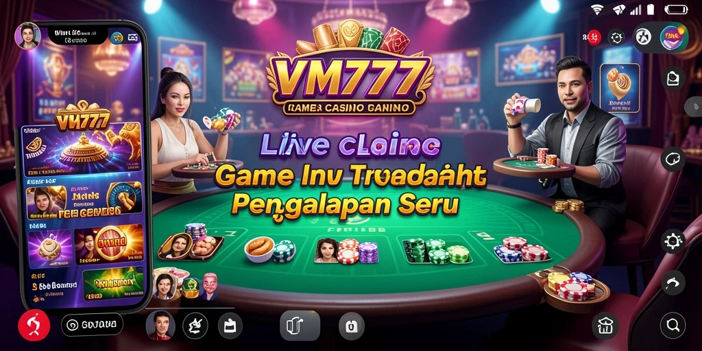 Screenshot gameplay VM777 yang menampilkan suasana Live Casino yang mengasyikkan.